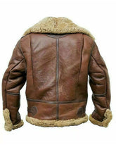 Military Tan Brown B6 Bomber RAF Aviator Leather Jacket With Real Shearling for Winters - MNCLeather